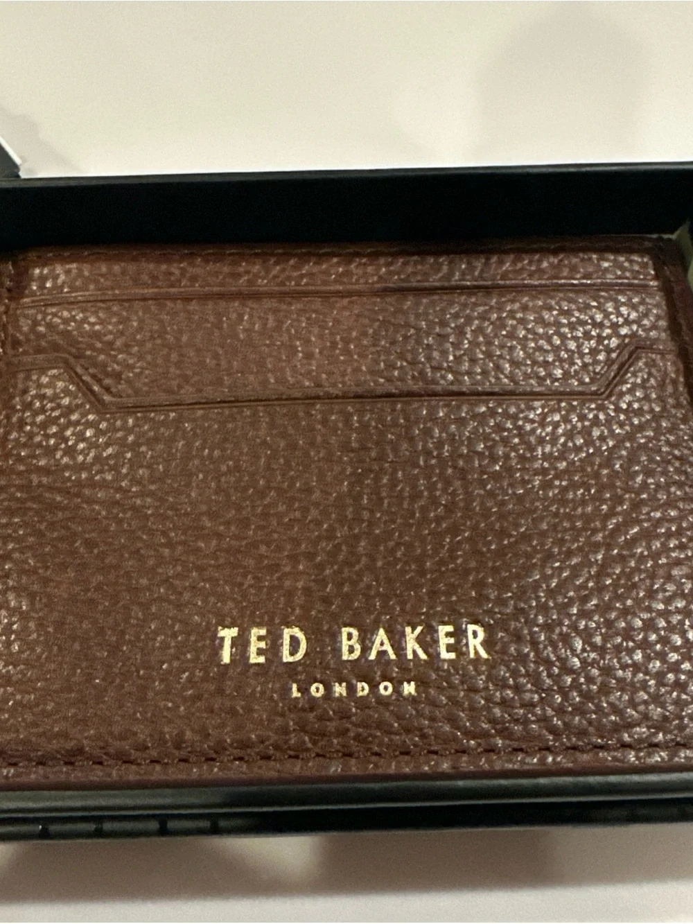 Ted Baker Black and Brown Pebbled Leather Card Holders with Gold Logo